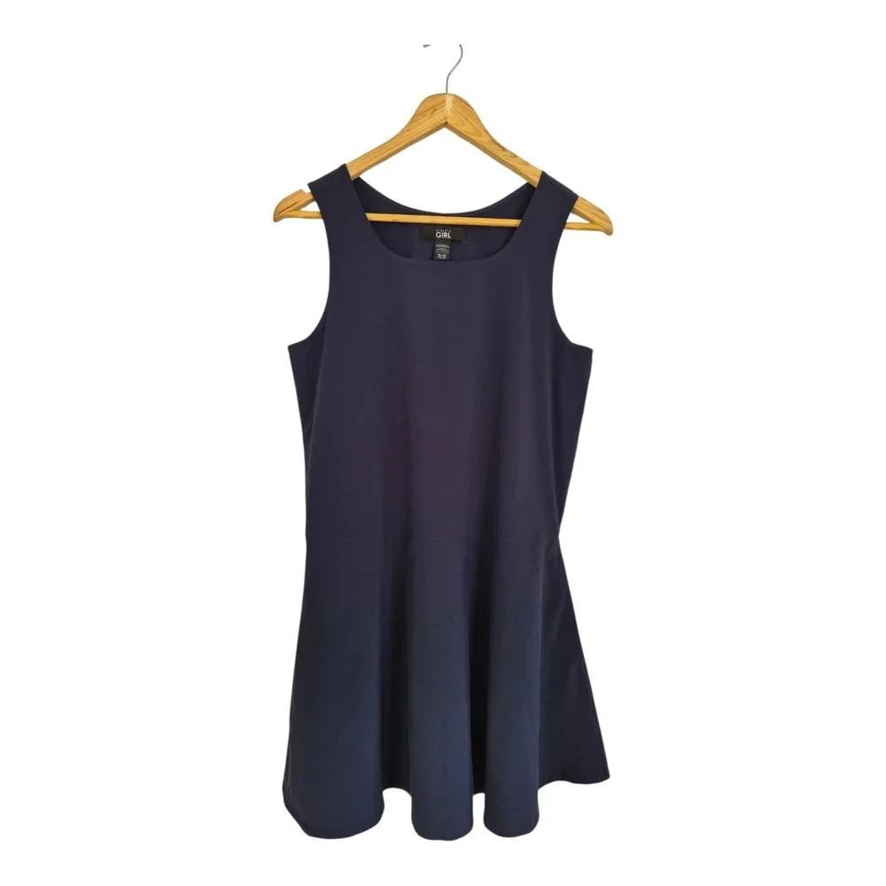 Athleta Girl Dress XL 14 Navy Blue Fit Flare Sleeveless Pockets Stretch